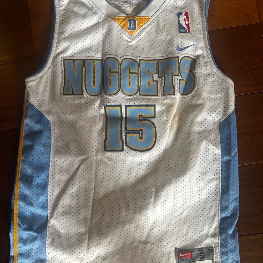 Nike White and Blue Kids Nuggets Jersey .. Carmelo Anthony